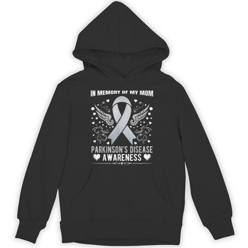 Parkinson's Disease Awareness Memory Of My Mom Ribbon Wings Unisex Hoodie - Easessy