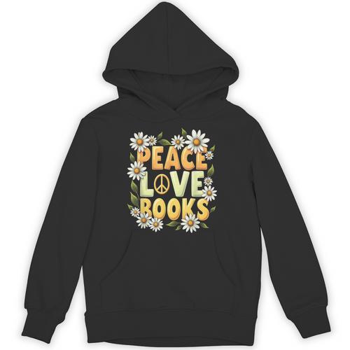 Peace Love Books Librarian Teacher Life Book Library Unisex Hoodie - Bookorys