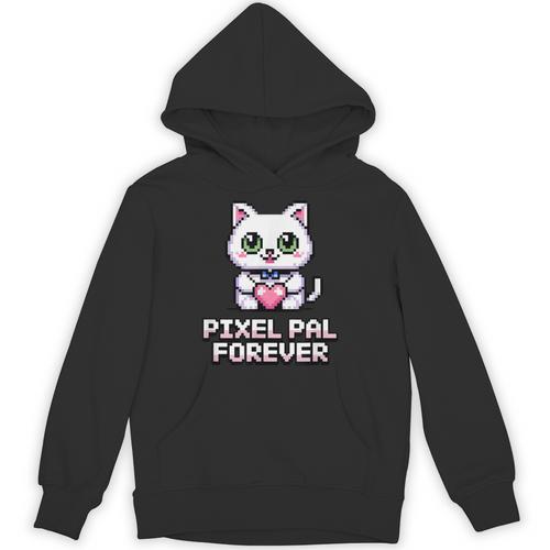 Pixel Art Pet Cat Y2K Retro Vintage Digital Nostalgia Tech Unisex Hoodie - Figerry