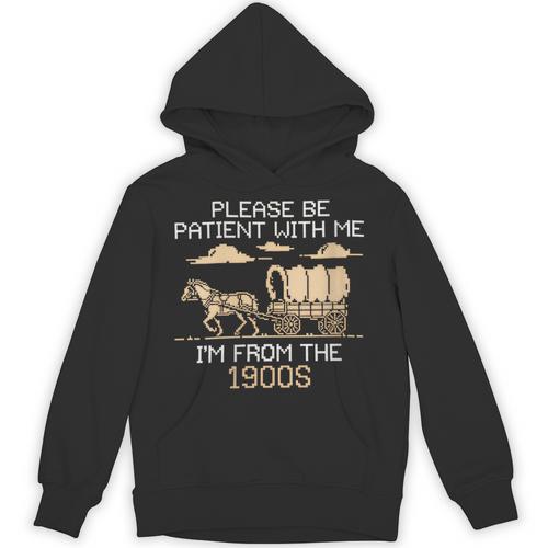 Please Be Patient I'm From The 1900s Retro Pixel Horse Wagon Unisex Hoodie - Figerry