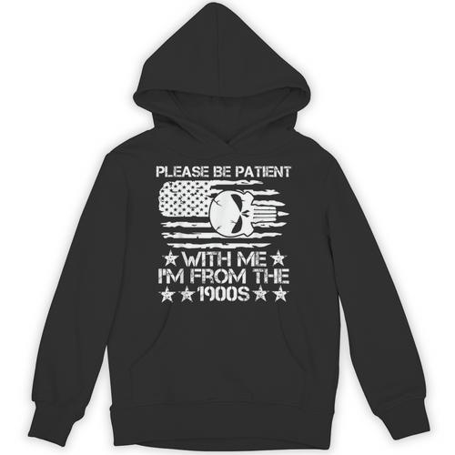 Please Be Patient With Me I'm From The 1900s USA Flag Skull Unisex Hoodie - Figerry