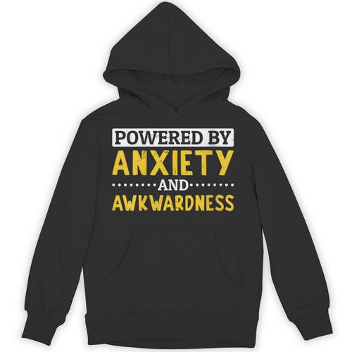 Powered By Anxiety And Awkwardness Social Anxiety Introverts Unisex Hoodie - Raresse