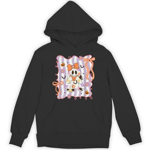 Preppy Coquette Bow Ghost Reading Books Halloween Book Unisex Hoodie - Bookorys