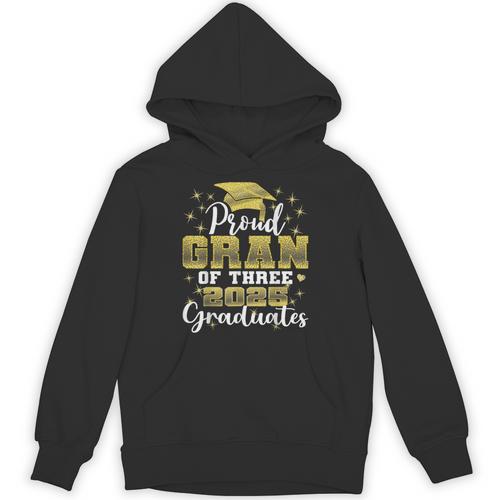 Proud Gran Of Three 2025 Graduates Graduation Family Unisex Hoodie - Best Gift Smart