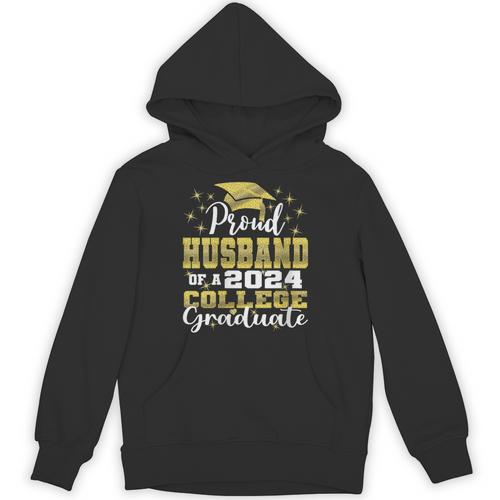 Proud Husband Of 2024 College Graduate Family 24 Graduation Unisex Hoodie - Best Gift Smart