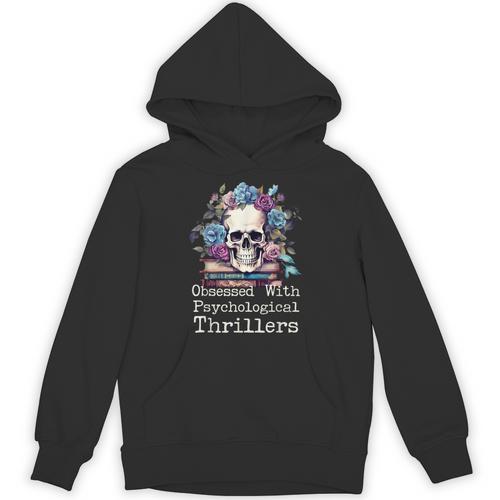 Psychological Thriller Reader Fan Skull Flowers Books Unisex Hoodie - Bookorys