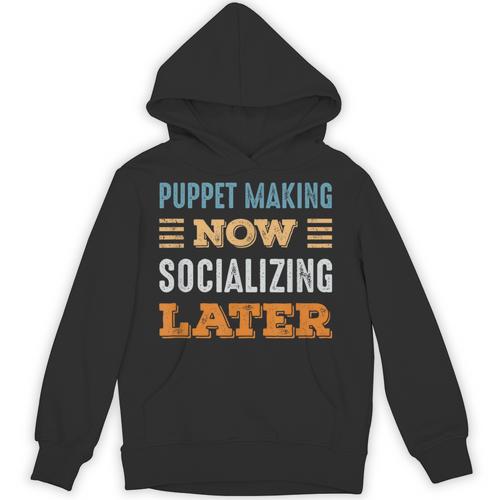 Puppet Making Now Minimal Socializing Introvert Vintage Unisex Hoodie - Raresse