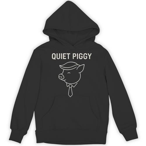 Quiet Piggy Introvert Media Humor Minimalist Line Art Unisex Hoodie - Raresse