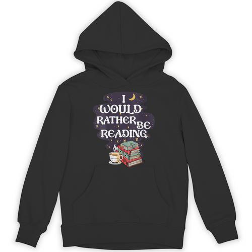 I Would Rather Be Reading Bookworm Book Lover Librarian Kids Unisex Hoodie - Bookorys AU