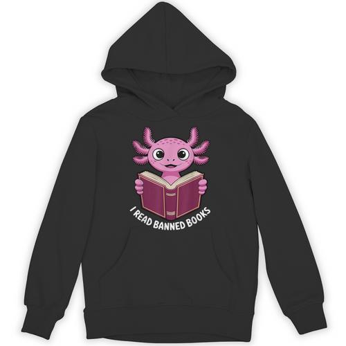 I Read Banned Books Axolotl Reading Unisex Hoodie - Bookorys UK