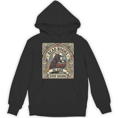 Read Books Be Kind Stay Weird Raven Tarot Reading Coffee Unisex Hoodie - Bookorys