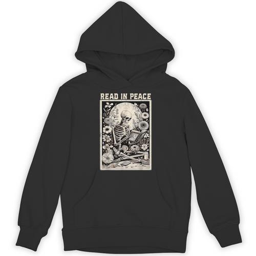 Read In Peace Skeleton Book Lover Bookworm Book Unisex Hoodie - Bookorys CA