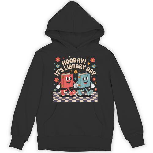 Reading Book Lover School Librarian Hooray It's Library Day Unisex Hoodie - Bookorys