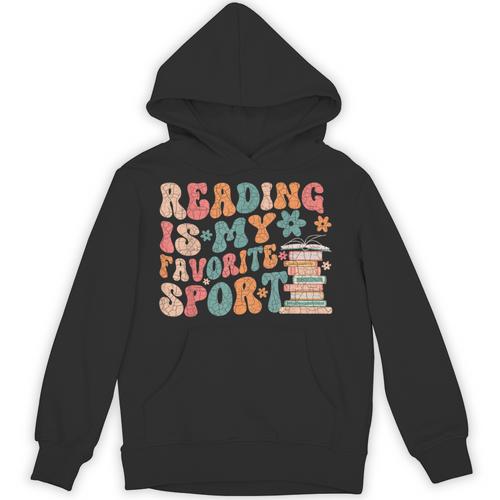 Reading Is My Favorite Sport Retro Groovy Book Lovers Unisex Hoodie - Bookorys