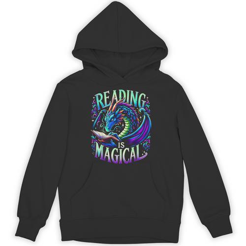 Reading Is Magical Dragon Tee Perfect For Book Lovers Kids Unisex Hoodie - Bookorys CA