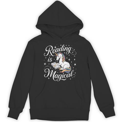 Reading Is Magical Unicorn Book Lover Fantasy Kids Unisex Hoodie - Bookorys