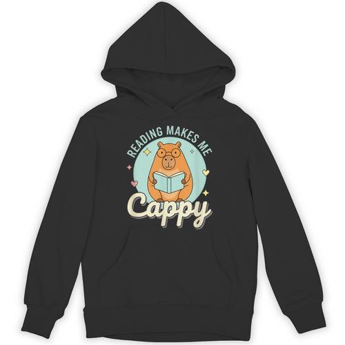 Reading Makes Me Cappy Bookworm Capybara Book Reading Unisex Hoodie - Bookorys CA