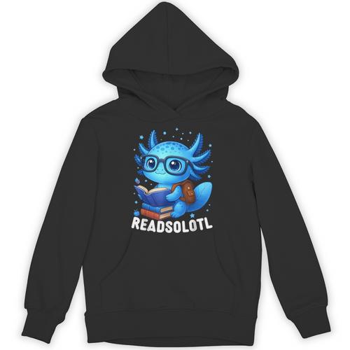 Readsolotl Blue Kawaii Axolotl Book Lover Reading Unisex Hoodie - Bookorys
