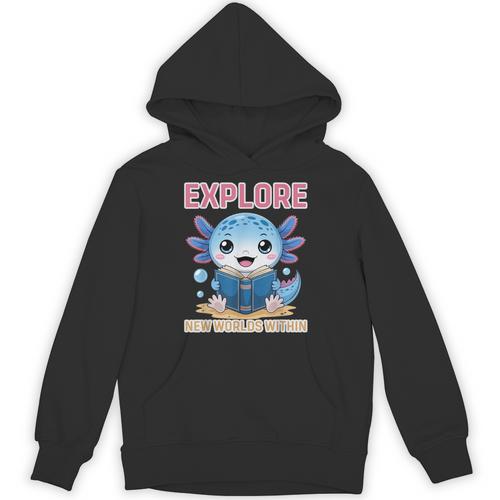 Readsolotl Kawaii Axolotl Book Lover Reading Unisex Hoodie - Bookorys