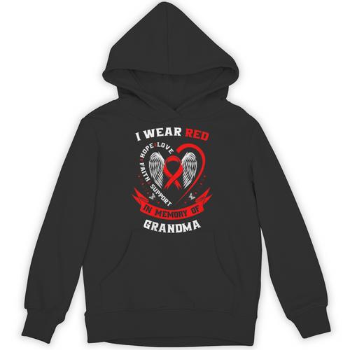 Red In Memory Of Grandma Heart Disease Awareness Month Unisex Hoodie - Easessy