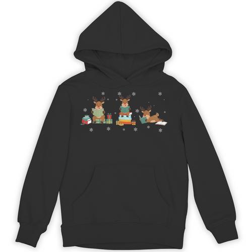 Reindeer Reading Books Christmas Library Classroom Unisex Hoodie - Bookorys AU