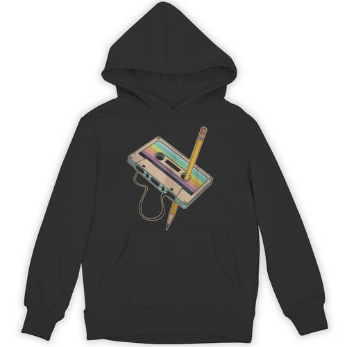 Retro Cassette And Pencil 80s 90s Nostalgia Music Lover Unisex Hoodie - Figerry