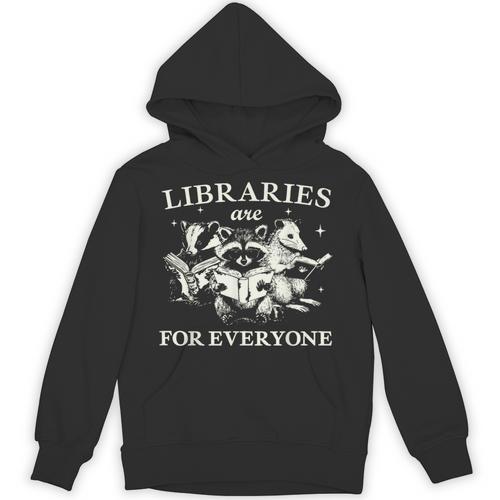 Retro Libraries Are For Everyone Racoon Reading Book Lover Unisex Hoodie - Bookorys