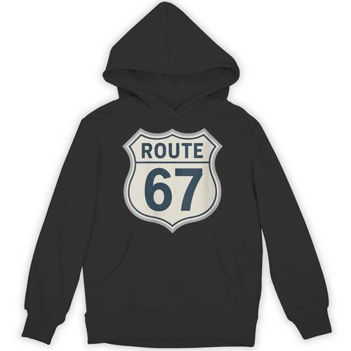 Retro Route 67 Highway Sign Vintage Road Nostalgia Unisex Hoodie - Figerry