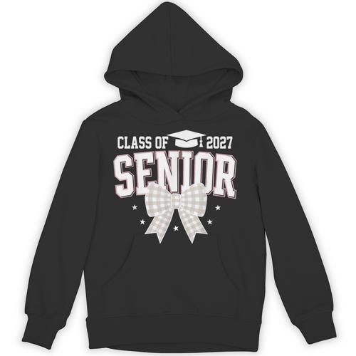 Retro Senior 2027 Girl Coquette Bow Class Of 2027 Graduation Unisex Hoodie - Best Gift Smart