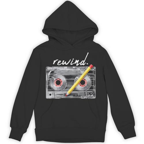 Rewind Cassette Tape Nostalgia 80s 90s Retro Music Lover Unisex Hoodie - Figerry