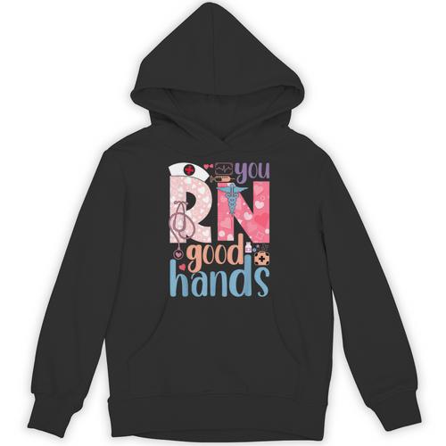 You RN Good Hands Cute Nurse Nursing Student Graduation Unisex Hoodie - Best Gift Smart