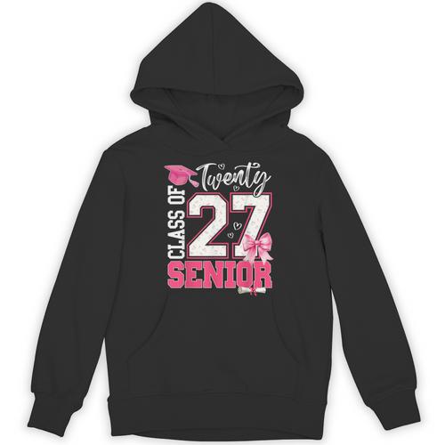 Senior 2027 Class Of 2027 Pink Coquette Bow Graduation Girl Unisex Hoodie - Best Gift Smart