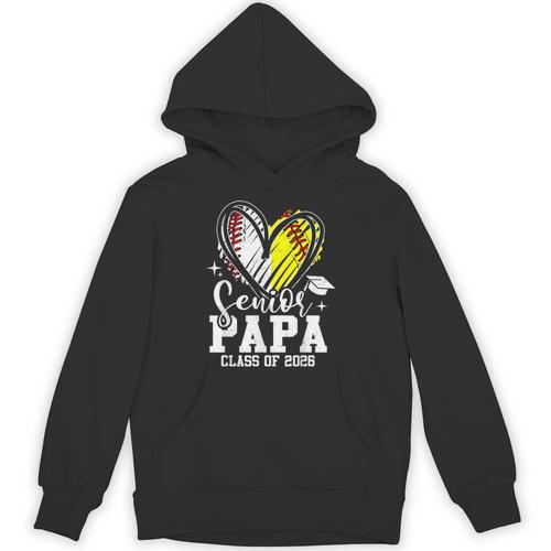 Senior Papa Class Of 2026 Baseball Softball Graduation Heart Unisex Hoodie - Best Gift Smart