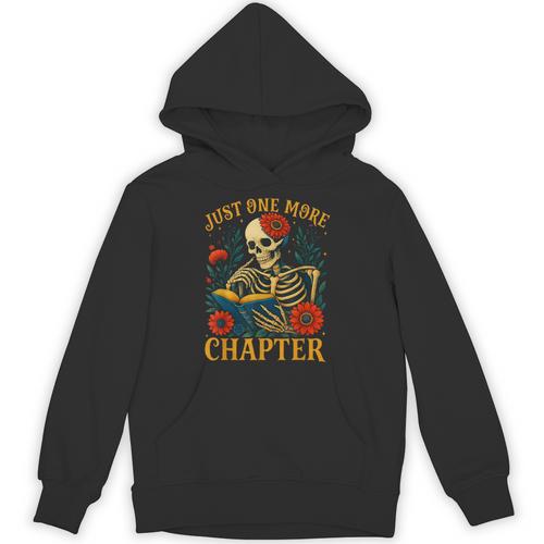 Skeleton Read Book Just One More Chapter Floral Book Lover Unisex Hoodie - Bookorys CA