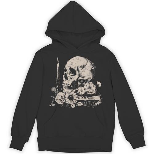Skull Books Flowers Goth Reader Grunge Dark Alt Aesthetic Unisex Hoodie - Bookorys