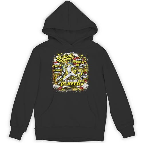 Softball Pitcher Best Traits Brave Retro Pop Comic Book Art Unisex Hoodie - Bookorys