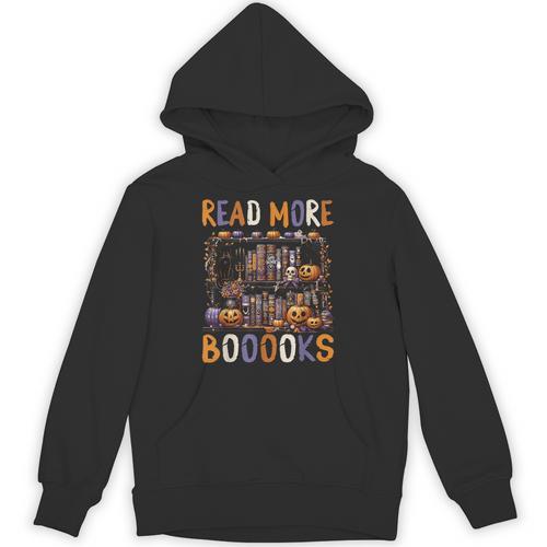 Spooky Halloween Bookshelf Bookcase Read More Books Unisex Hoodie - Bookorys DE