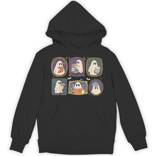 Spooky Teacher Halloween Ghost Reading Book Trick Or Treat Unisex Hoodie - Bookorys