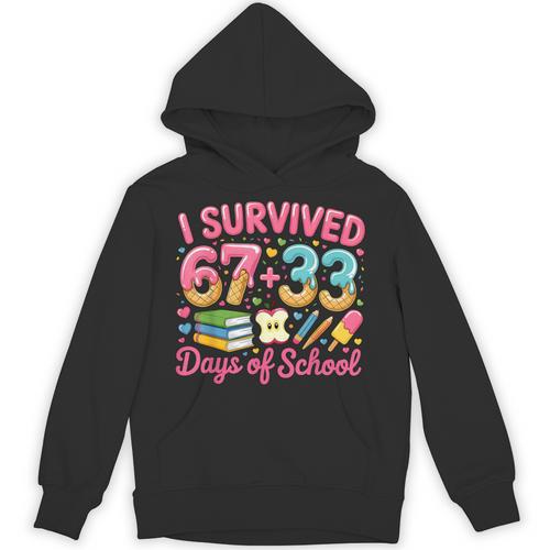 Survived 67 Days Of School Ice Cream Drip Apple Pencil Book Unisex Hoodie - Bookorys