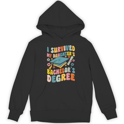 i Survived My Daughter's Bachelors Degree Groovy Graduation Unisex Hoodie - Best Gift Smart