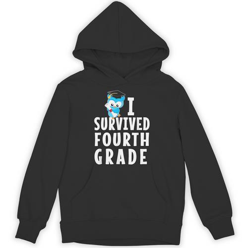 I Survived Fourth Grade Graduation Kids Owl Grad Unisex Hoodie - Best Gift Smart