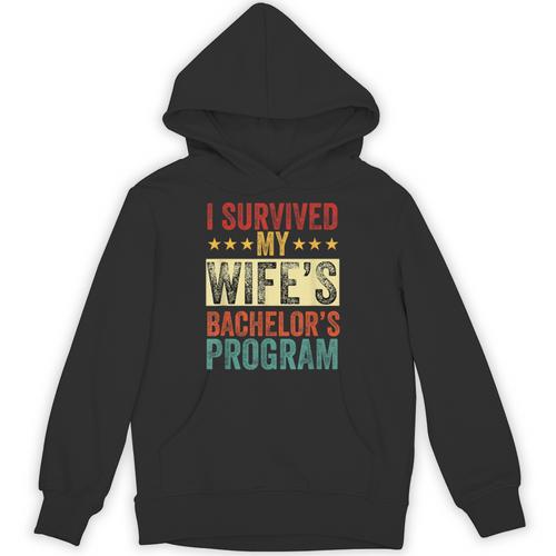 i Survived My Wife Bachelor's Degree Wife Graduation Unisex Hoodie - Best Gift Smart