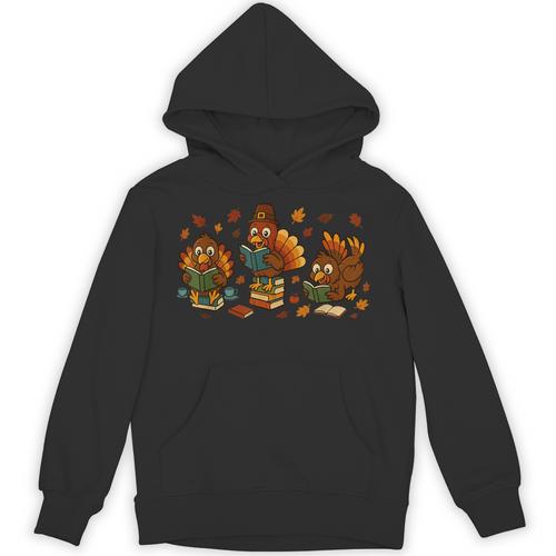 Teacher Fall Thanksgiving Turkey Reading Books Lovers Unisex Hoodie - Bookorys