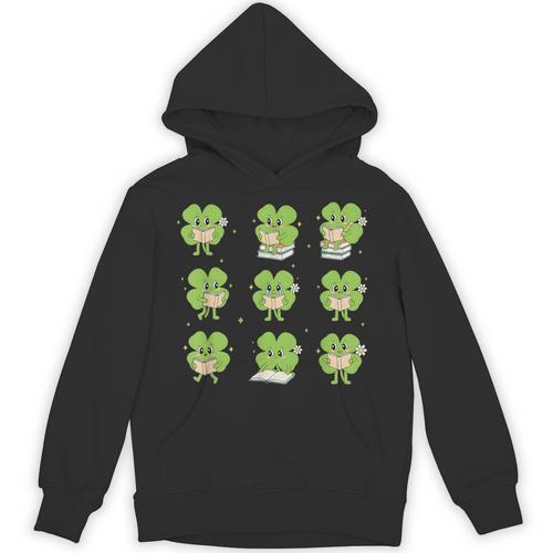 Teacher Reading Shamrock St Patrick’s Day Book Lover Kids Unisex Hoodie - Bookorys