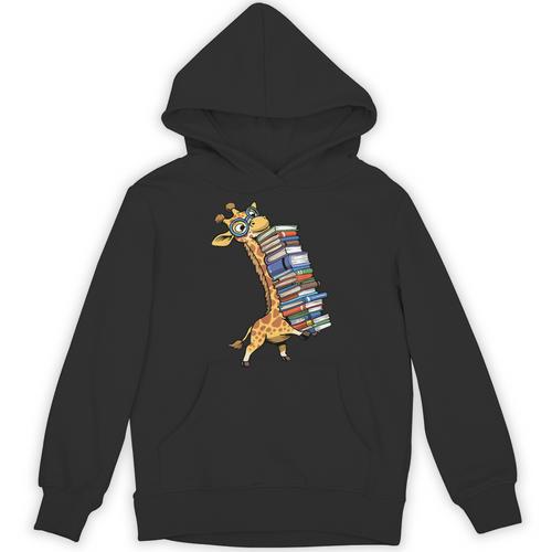 Teacher Shirt Giraffe Holding Books Bookworm Librarian Unisex Hoodie - Bookorys