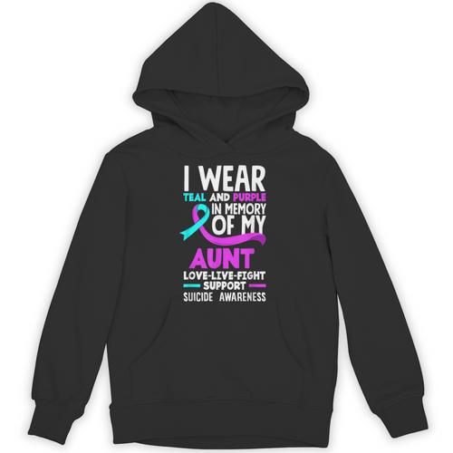 Teal & Purple In Memory Of My Aunt Suicide Prevention Unisex Hoodie - Easessy