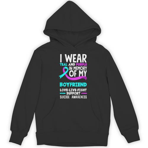 Teal & Purple In Memory Of My Boyfriend Suicide Prevention Unisex Hoodie - Easessy