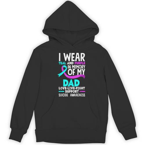 Teal & Purple In Memory Of My Dad Suicide Prevention Unisex Hoodie - Easessy