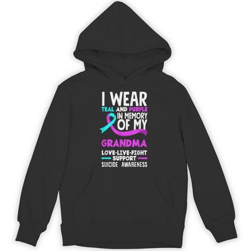 Teal & Purple In Memory Of My Grandma Suicide Prevention Unisex Hoodie - Easessy
