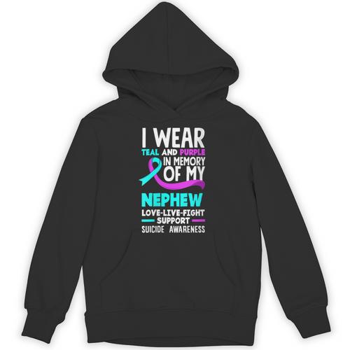 Teal & Purple In Memory Of My Nephew Suicide Prevention Unisex Hoodie - Easessy